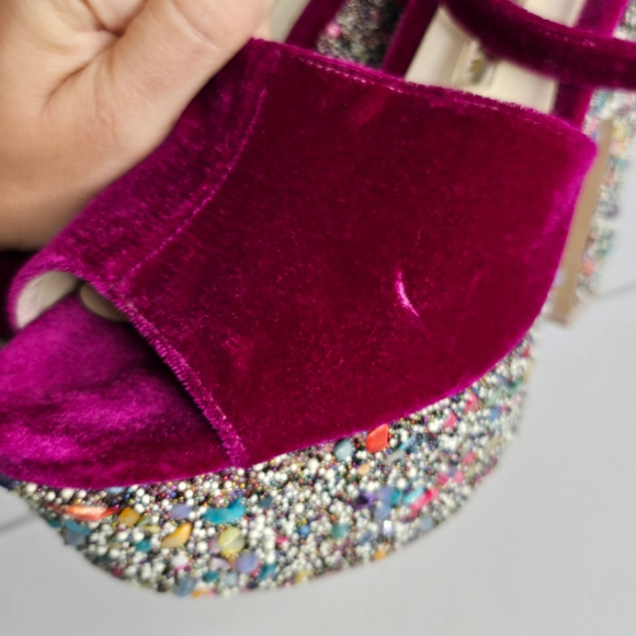 Sophia Webster Havisham Embellished Velvet Platform Sandals Size 38 US 7.5 - Picture 13 of 16